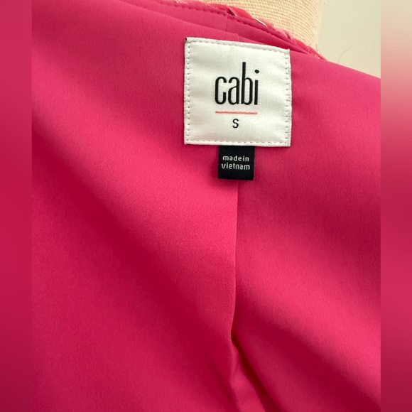 Cabi Fuchsia Tweed Zip-Front Jacket | Padded Shoulders | Size S | $269 Retail - Picture 7 of 9